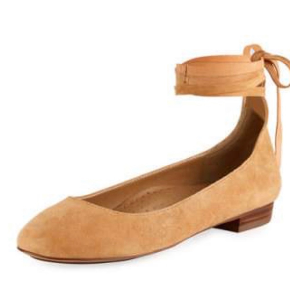 Neiman Marcus! Like new tan suede flats!